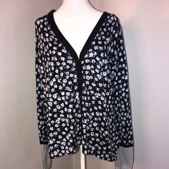Gorgeous Jones New York Floral Cardigan with Contrasting Sleeves Size 2X​​​ - Picture 1 of 6